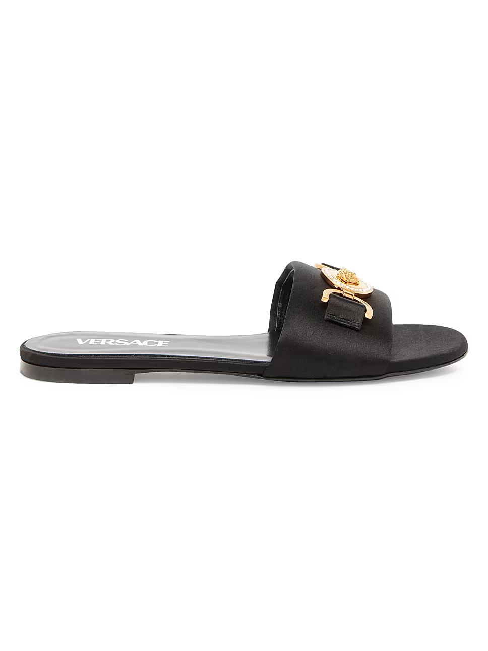 La Vacanza Satin Medusa Slides | Saks Fifth Avenue