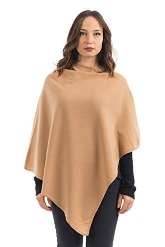 Dalle Piane Cashmere - Poncho in a blend of wool, rayon, nylon and cashmere - Made in Italy, Color: Camel, One Size | Amazon (US)