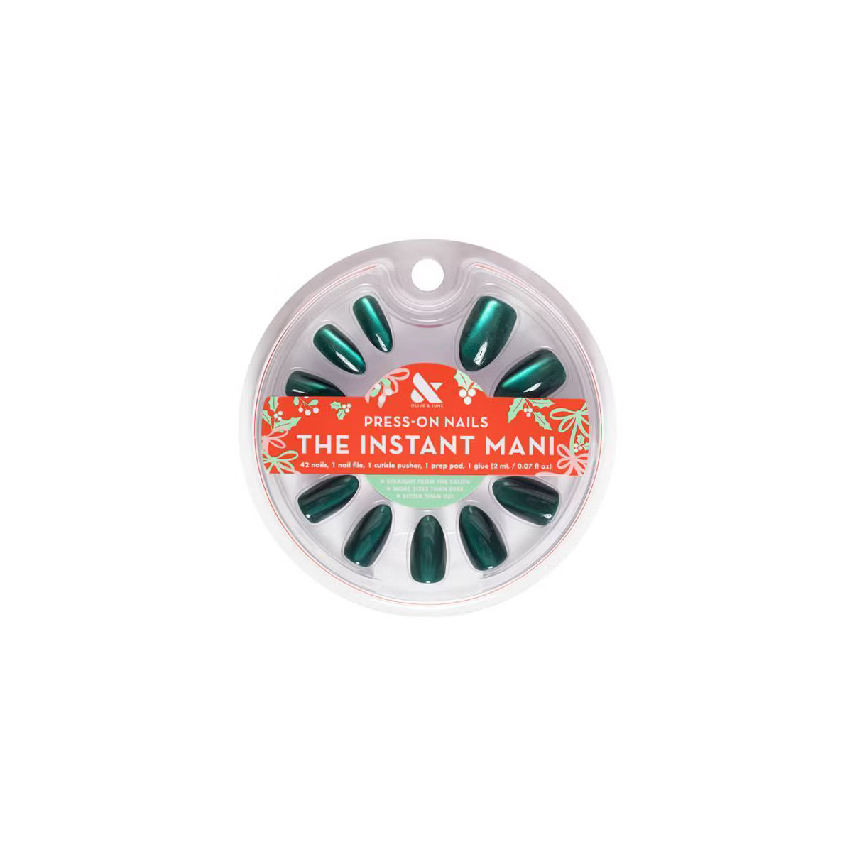 Olive & June Press-On - M Almond - Emerald Velvet - 42ct | Target