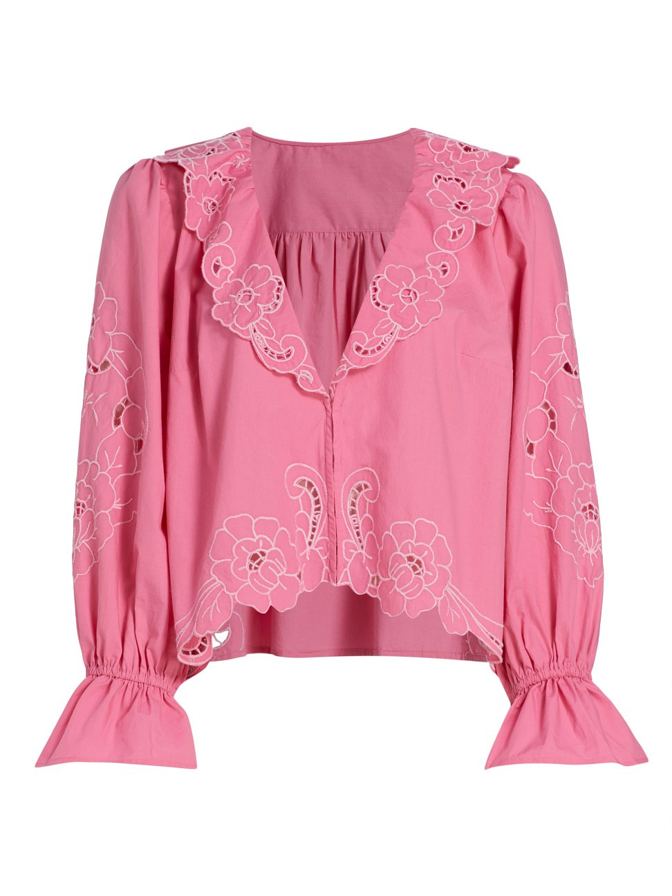 Women's Maisie Cutwork Embroidered Top - Bubblegum - Size XL | Saks Fifth Avenue