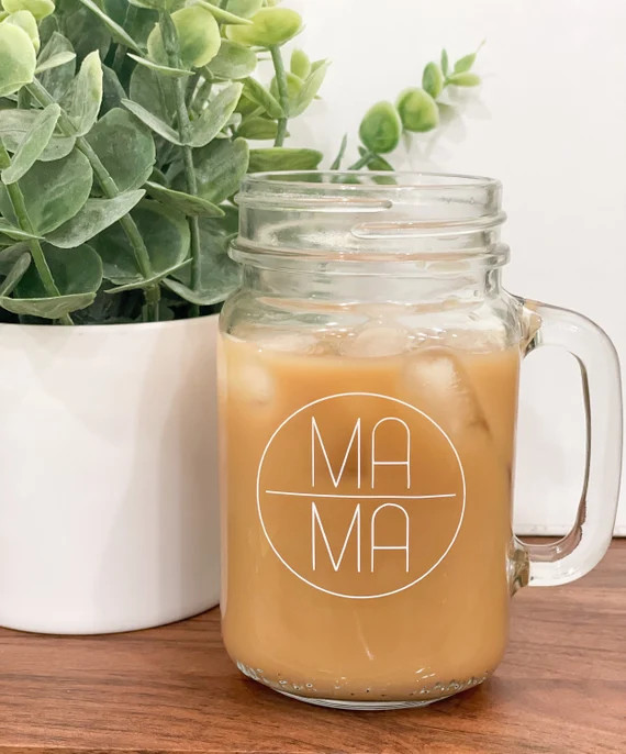 Mama Iced Coffee Glass, Mama Mason Jar Mug, Iced Coffee Cup | Etsy (US)