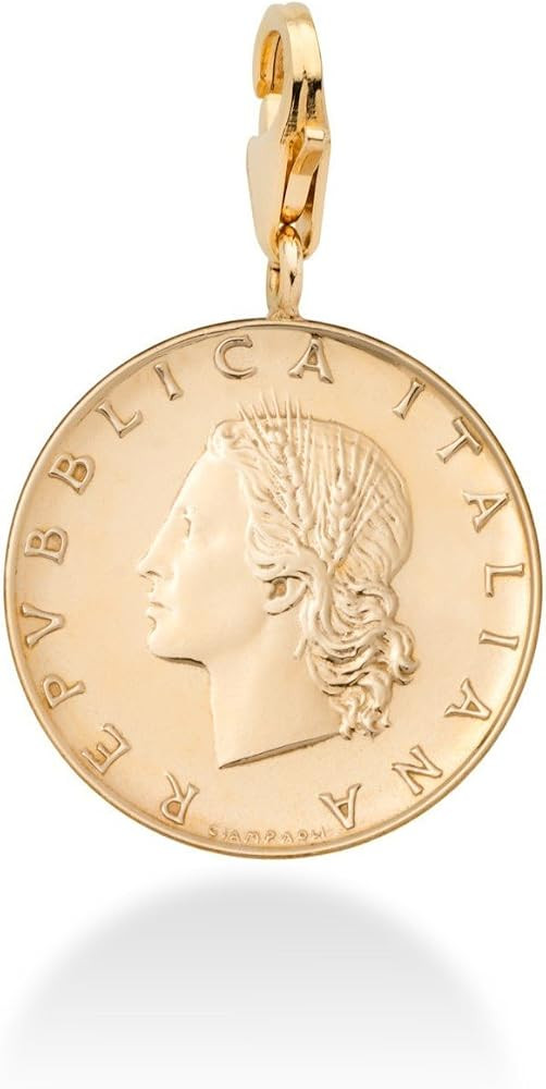 Miabella 18K Gold Plated 925 Sterling Silver Genuine Italian 20-Lira Coin Dangle Medallion Charm ... | Amazon (US)