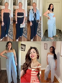 Wide Leg Jumpsuit With Pockets Loose Fit Sleeveless Overalls Summer Rompers For Women Casual Outf... | Amazon (US)