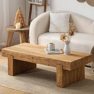 Primrose Rustic Farmhouse 47.56 in. Brown Rectangle Wood Coffee Table, Natural Wood | The Home Depot