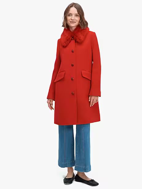 Kate Spade Jewel-Button Metallic Twill Coat, Crimson Gem - 2 | Kate Spade (US)