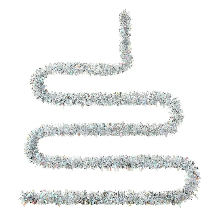Tinsel Christmas Garland, Iridescent and Silver, 12', by Holiday Time | Walmart (US)