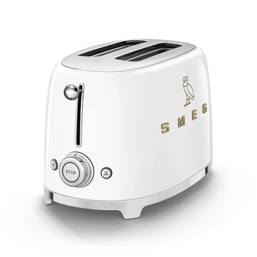 Smeg 2-Slice Toaster, Stainless Steel, OVO Collection, Two Slice Toaster with 6 Presets and Removable Crumb Tray (Glossy White) | Amazon (US)