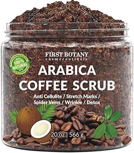 100% Natural Arabica Coffee Scrub with Organic Coffee, Coconut and Shea Butter - Best Acne, Anti Cel | Amazon (US)