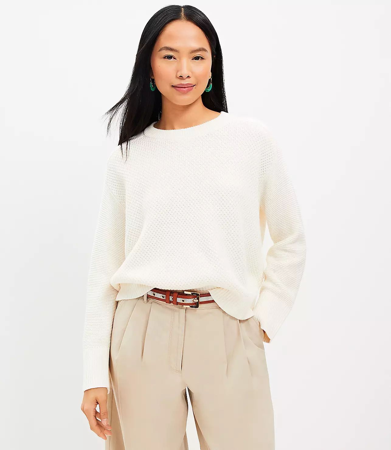 Textured Saddle Sleeve Sweater | LOFT