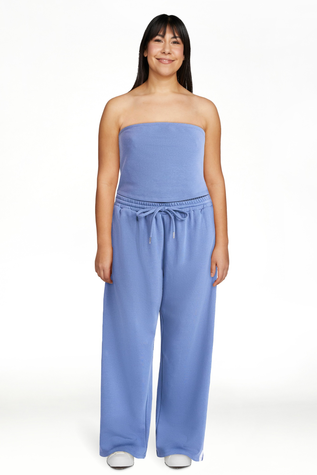 No Boundaries French Terry Tube Top and Pants Set, 2-Piece, Women's | Walmart (US)