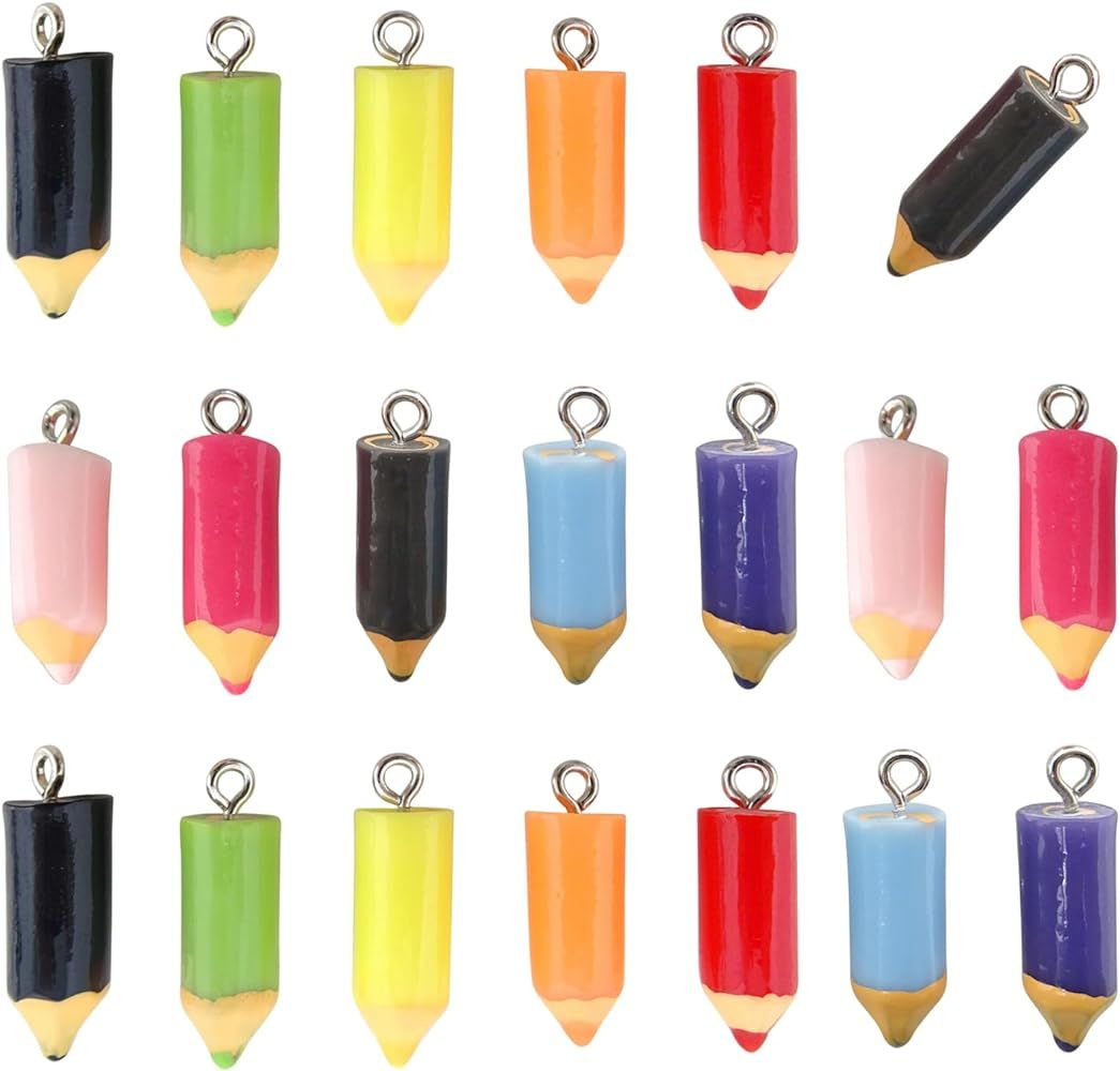 Honbay 20pcs Colorful Resin Pencil Charms Pendant for Earrings, Bracelets, Necklaces, Jewelry Mak... | Amazon (US)