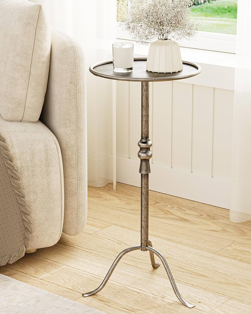 Brass Distressed Iron Round Pedestal End Table, 25 Inch Vintage Martini Cocktail Accent Table wit... | Amazon (CA)