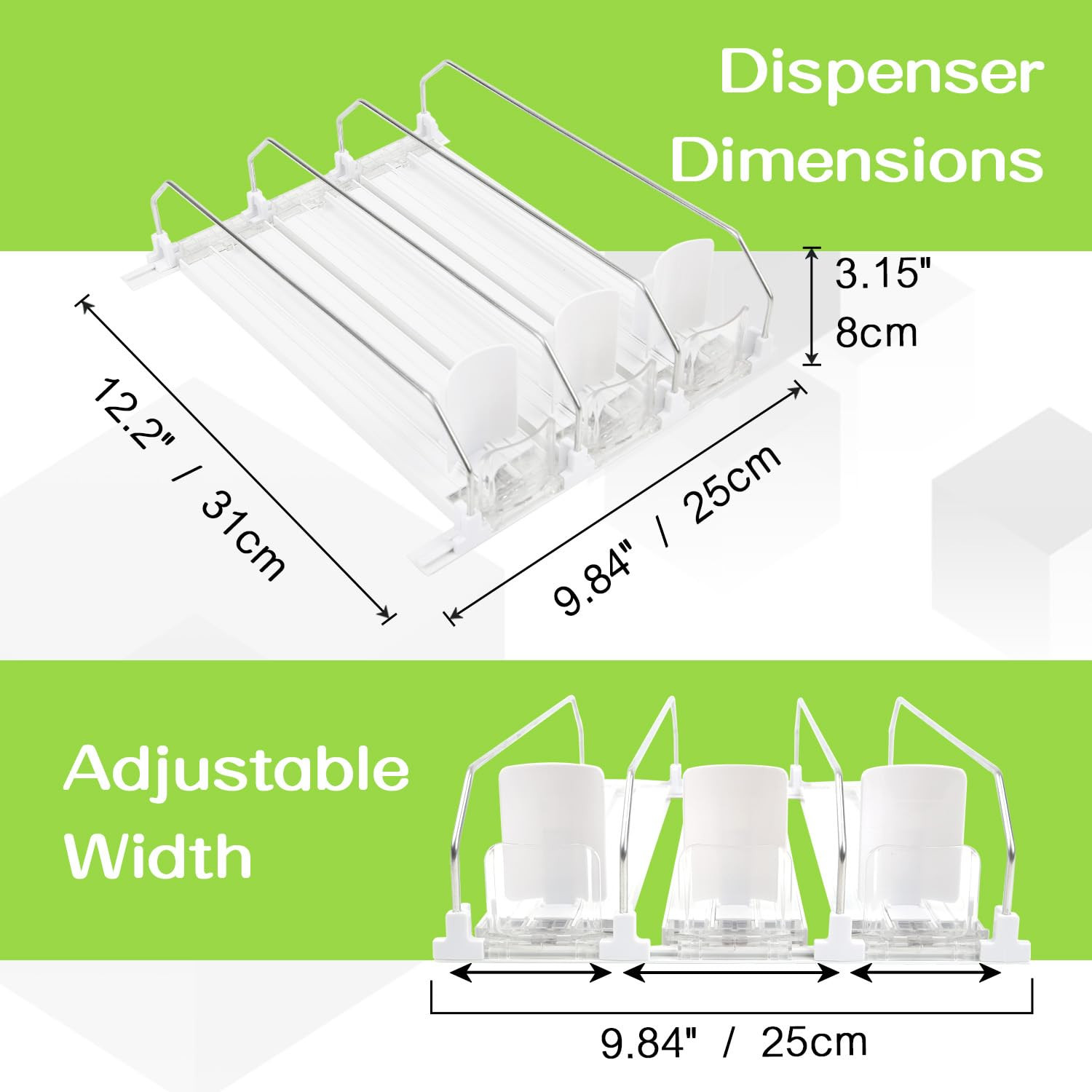 Soda Can Dispenser for Refrigerator - 3 Row Automatic Pusher Glide, Fridge Bottle Rack Drink Orga... | Amazon (US)