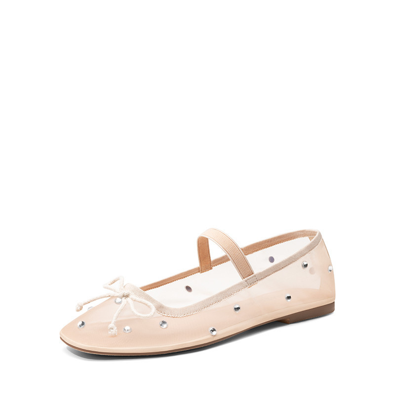 DREAM PAIRS Sheer Mesh Rhinestones Ballet Flats | Dream Pairs