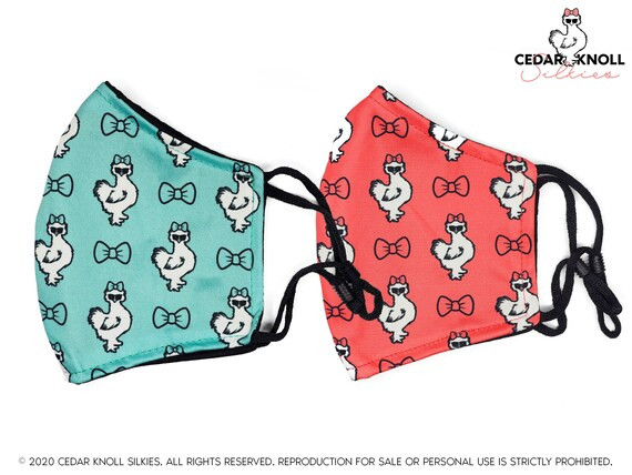 Silkie Girl with Bows - Silkie Chicken Themed Face Mask - 2 Layer Reusable Face Mask - Adjustable... | Etsy (US)