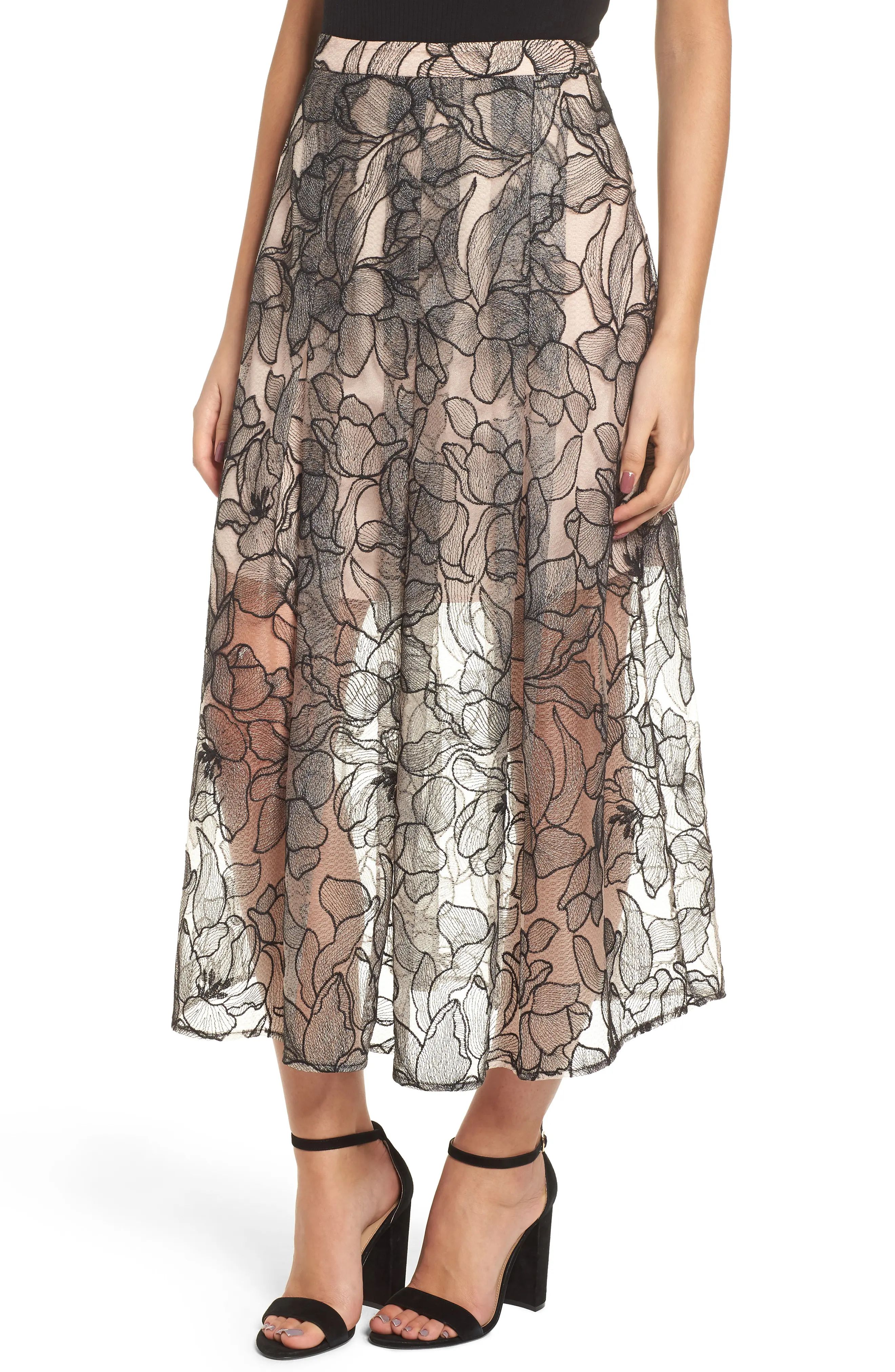 Women's Wayf Pleated Lace Skirt, Size X-Small - Black | Nordstrom