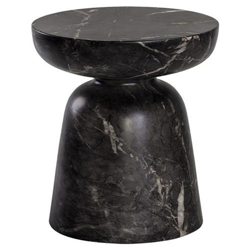 Sunpan Lucida Modern Black Faux Marble White Accent Concrete Outdoor End Table | Kathy Kuo Home