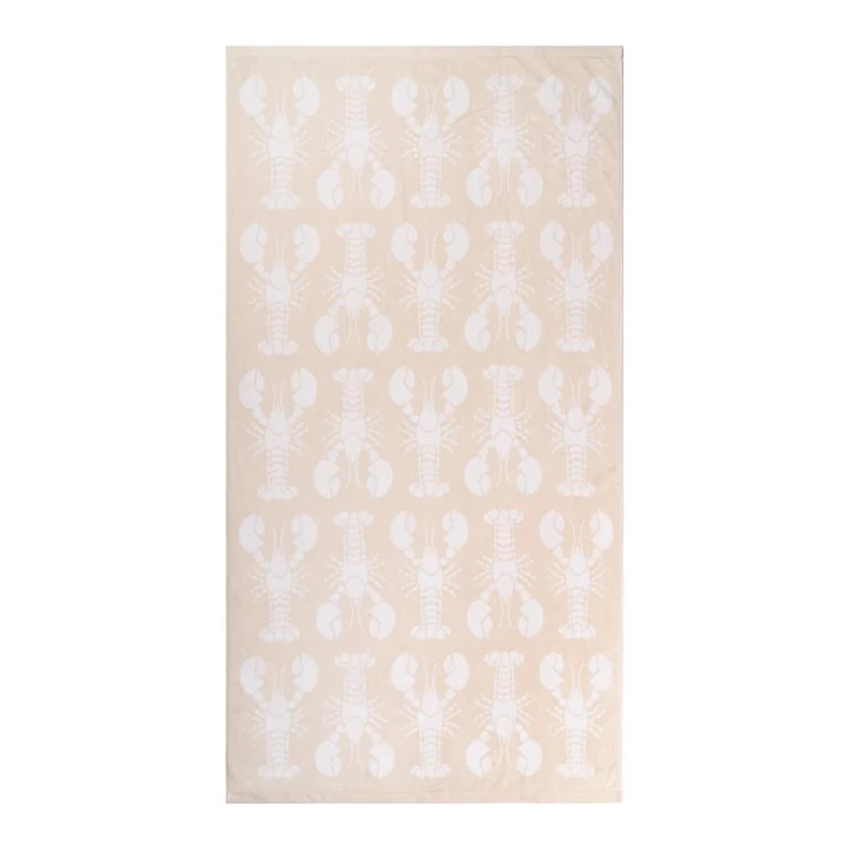 Mainstays Patriotic Cotton Blend Beach Towel, 36 x 72 in, Beige Lobster | Walmart (US)