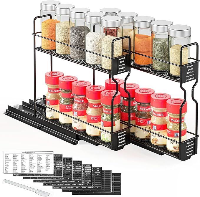SpaceAid Pull Out Spice Rack Organizer for Cabinet, Heavy Duty Slide Out Seasoning Organizer for ... | Amazon (US)