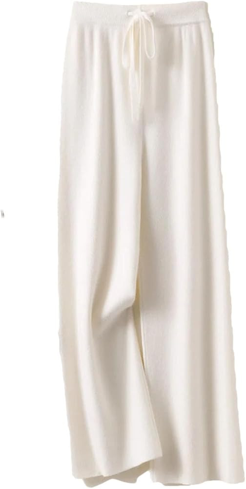 Women's 100% Merino Wool Knit Pants Fall Winter Soft Casual Wide Leg Pants with Drawstring Elasti... | Amazon (US)