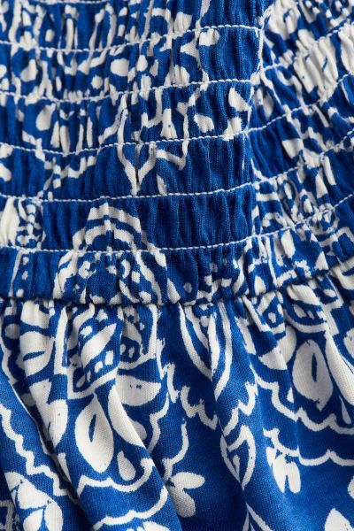 Smocked-waist Skirt - Regular waist - Short - Bright blue/paisley-patterned - Ladies | H&M US | H&M (US + CA)