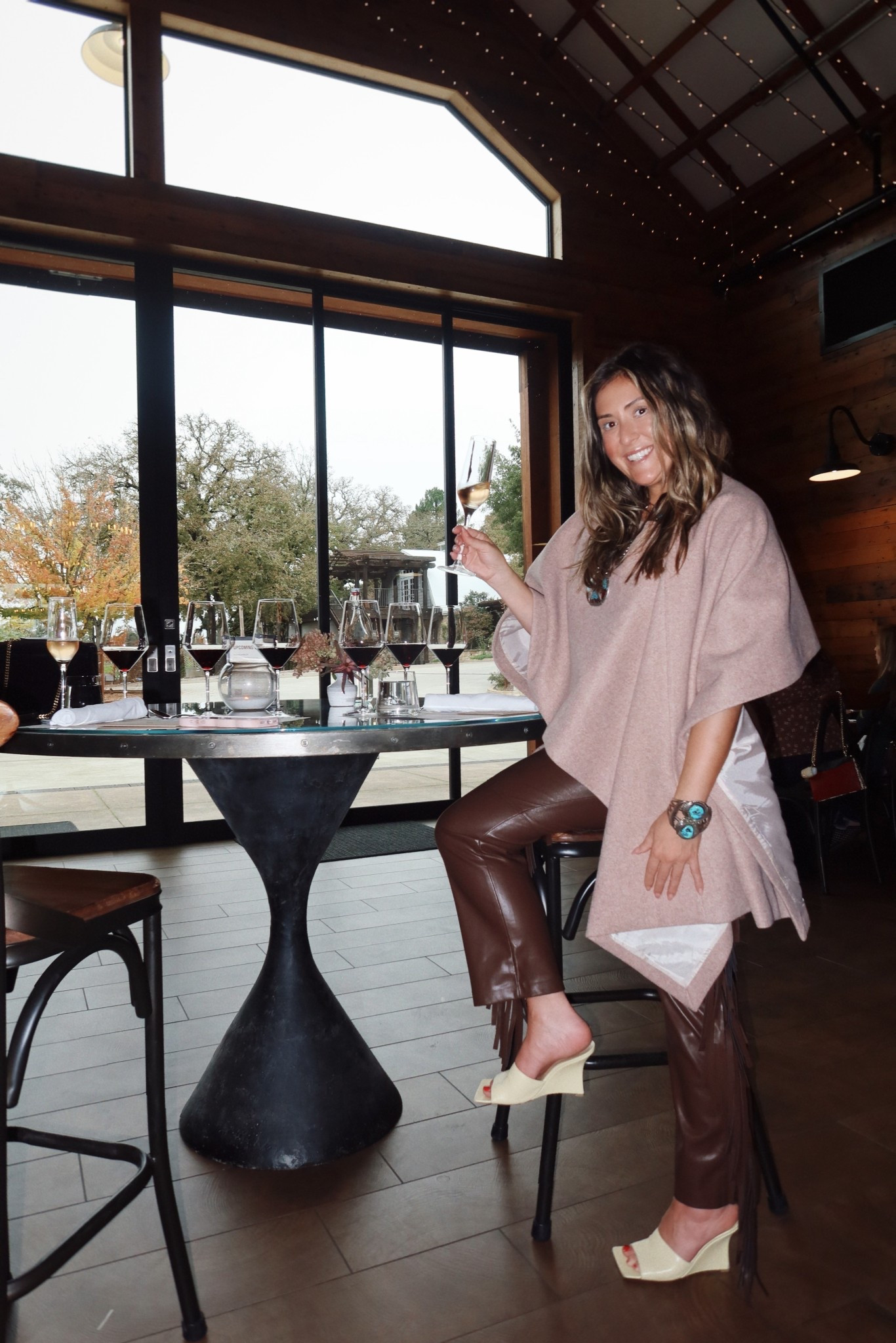 wine tasting outfit 
revolve cape 
revolve leather pants 

#LTKMidsize #LTKCyberWeek #LTKSaleAlert