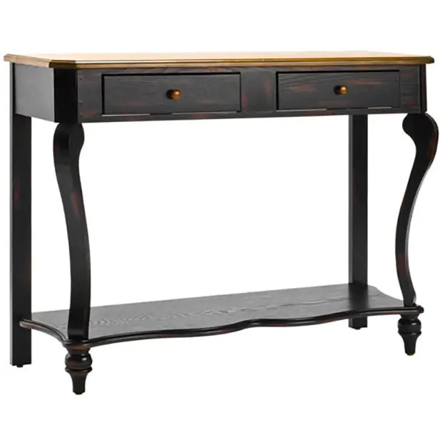 French Country Dark Wood Console Table | Antique Farm House
