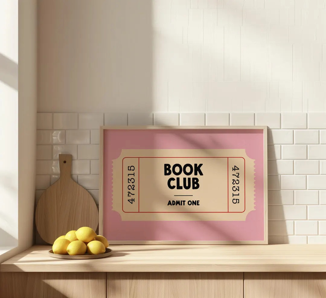 Book Club Print | Retro Print | Ticket Print | Library Print | Reader Wall Art - Etsy | Etsy (US)