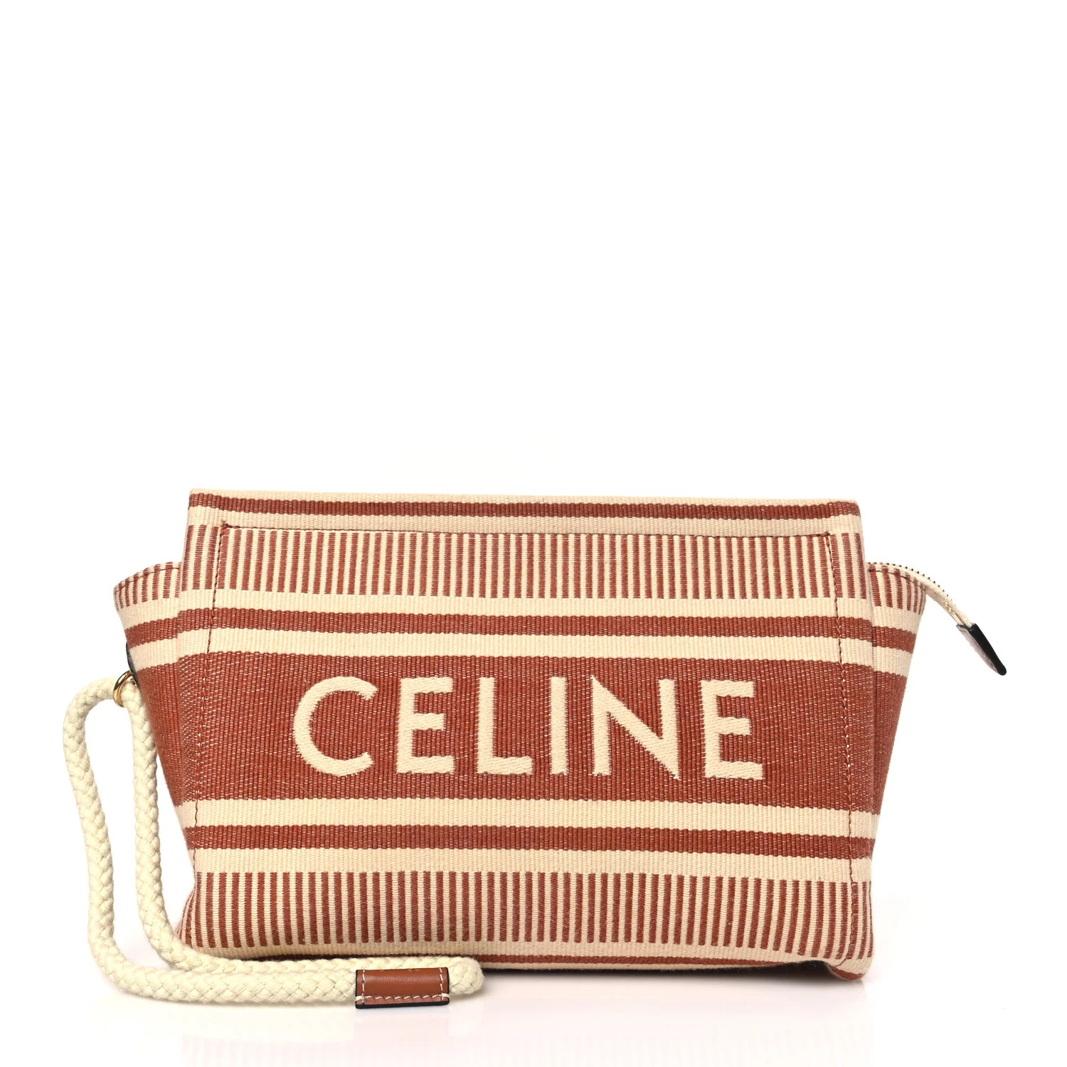 Textile Striped Logo Thais Pouch Sienna | FASHIONPHILE (US)