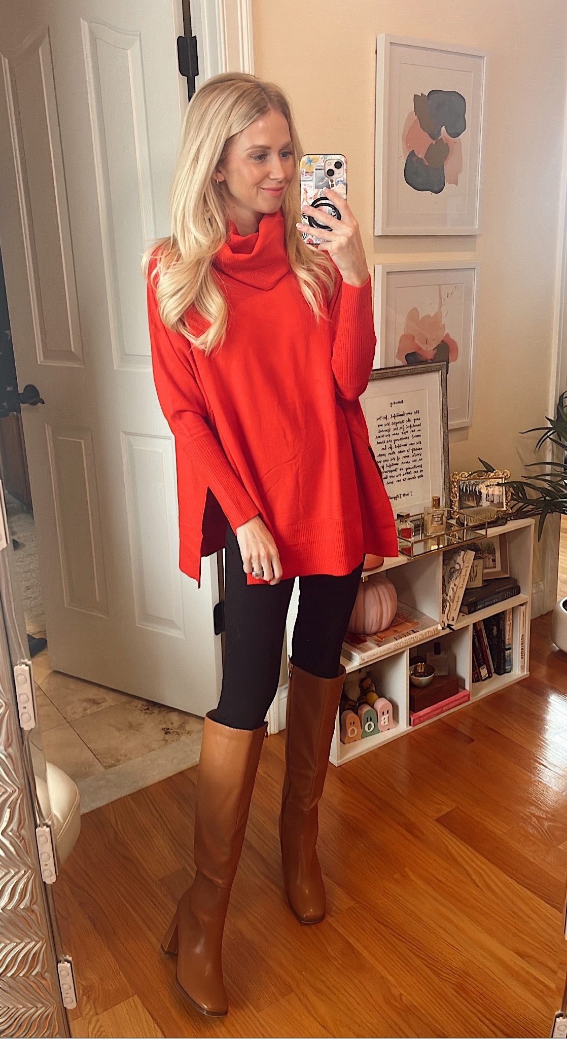 Fall and holiday season comfy outfit idea. This sweater is a dream! Love the side slits, length covers butt, and the turtleneck is nice and loose! 10/10! 

#LTKSaleAlert #LTKFindsUnder50 #LTKHoliday