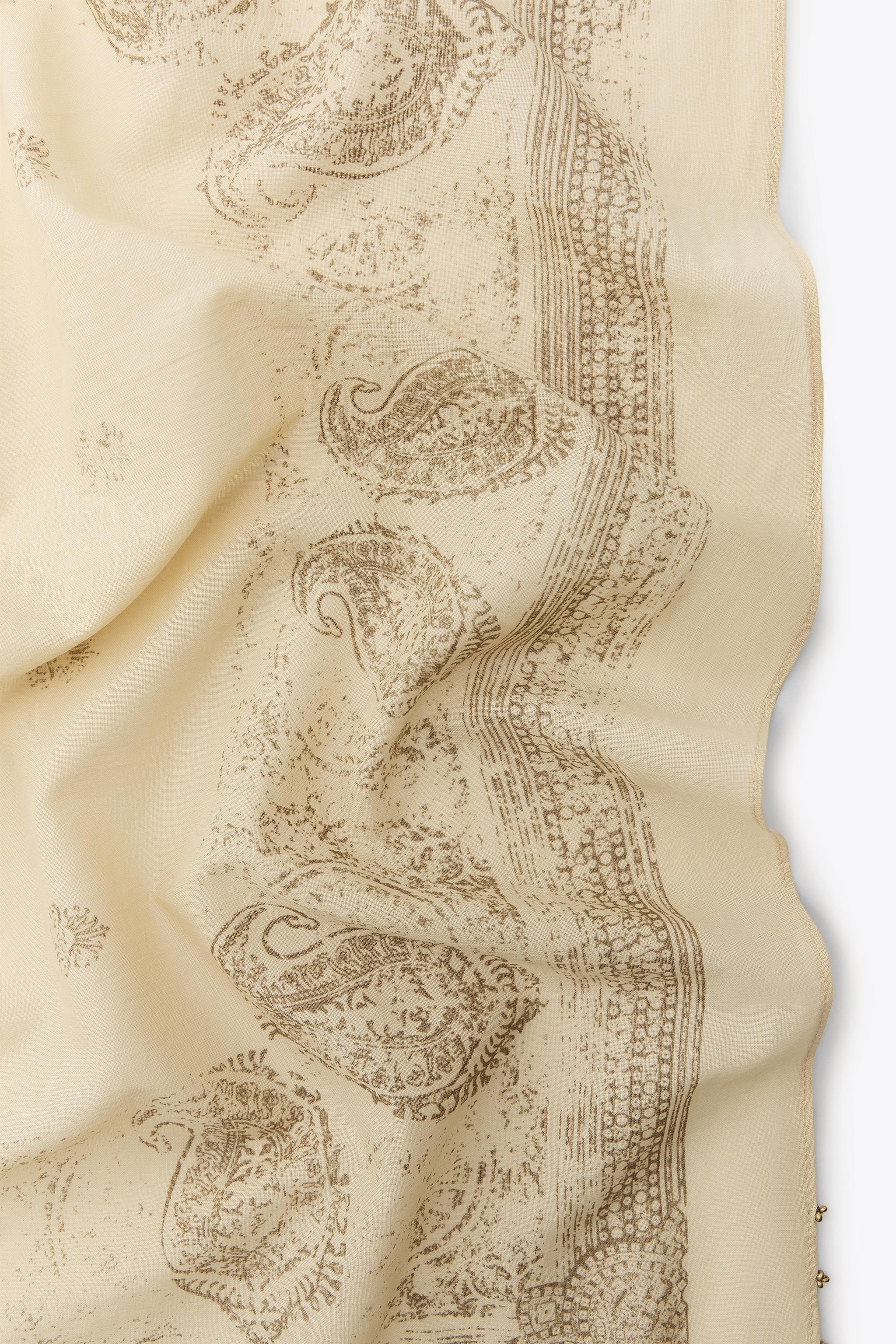 BEADED COTTON SCARF | Zara US