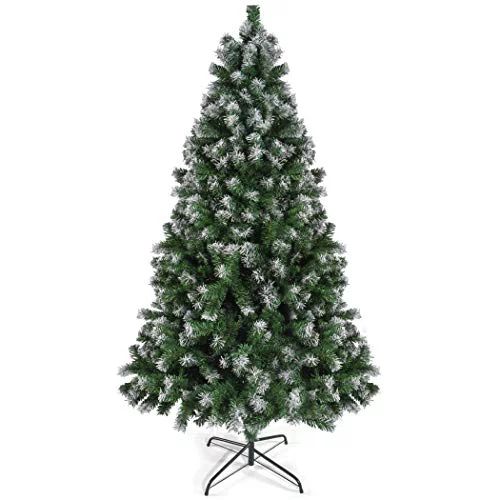 Prextex Christmas Tree- 6 Feet Premium Artificial Spruce Hinged Christmas Tree with Snow White Ti... | Walmart (US)