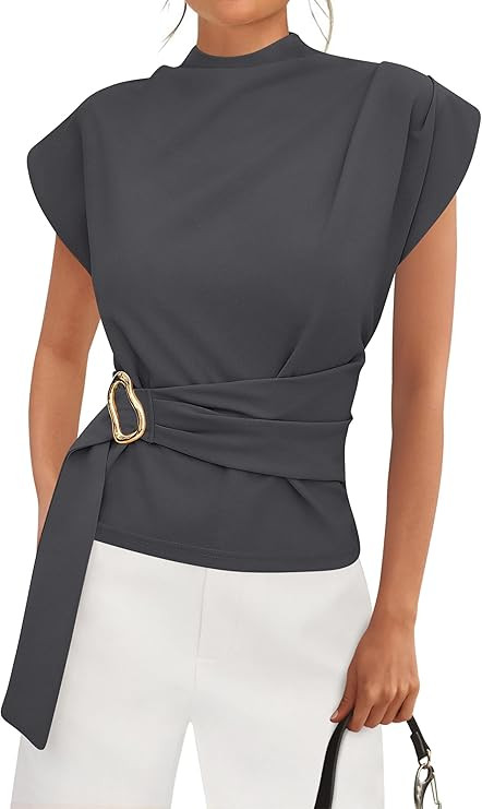 PRETTYGARDEN Women Blouses Summer Business Casual Tops | Amazon (US)