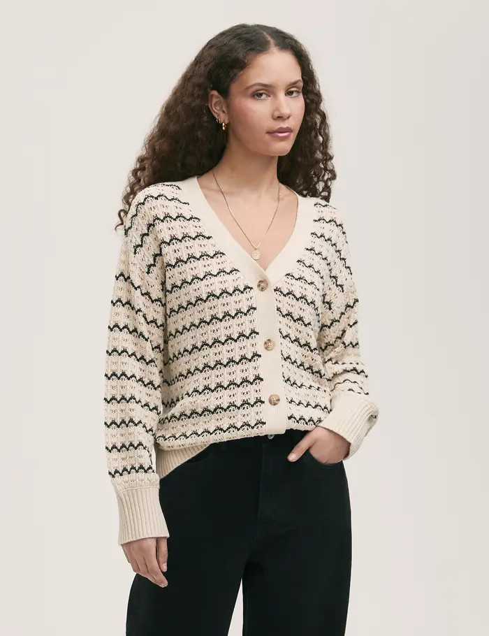 Finery London Alena V-Neck Crochet Cardigan | Nordstrom | Nordstrom