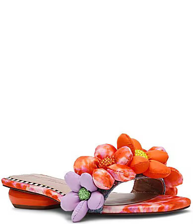 Betsey Johnson Emelia Print Puffy Flower Ornament Slide Sandals - 6 | Dillard's