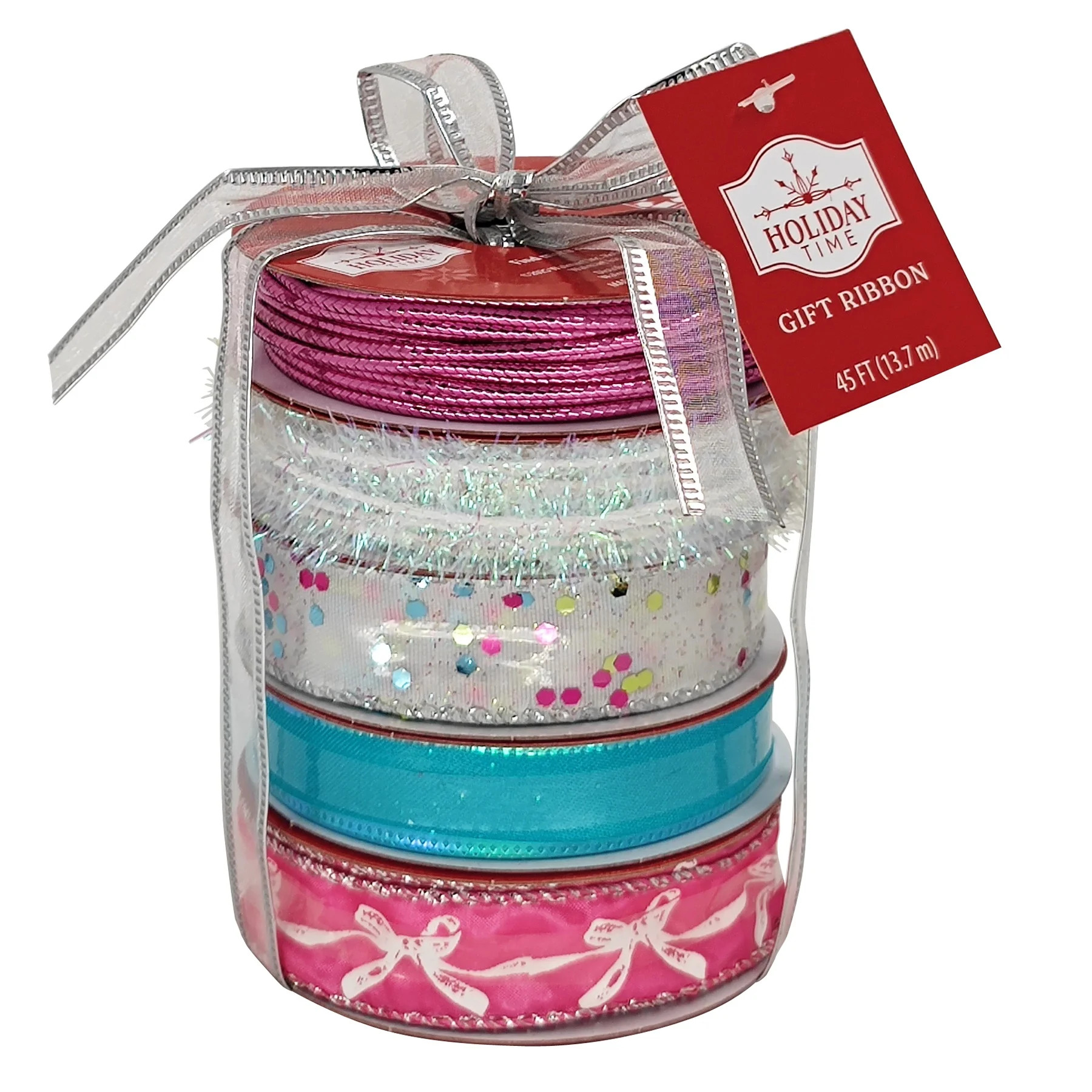 Assorted Pink, White, and Blue Christmas Ribbons and Trims, 9', 5 Count, by Holiday Time | Walmart (US)