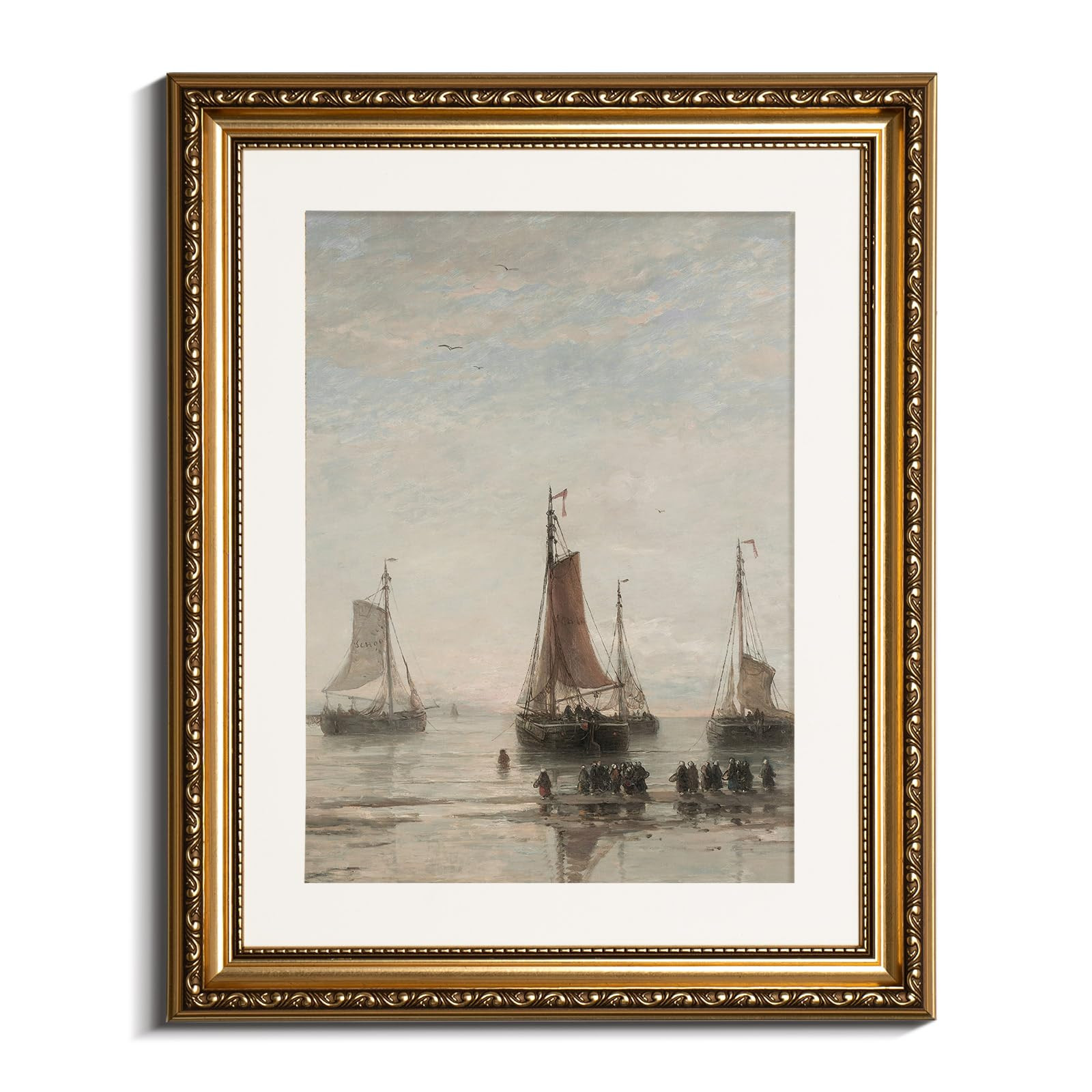 InSimSea Retro Gold Framed Wall Art, Home Room Classical Ocean Sailboat Vintage Wall Decor, Canva... | Amazon (US)