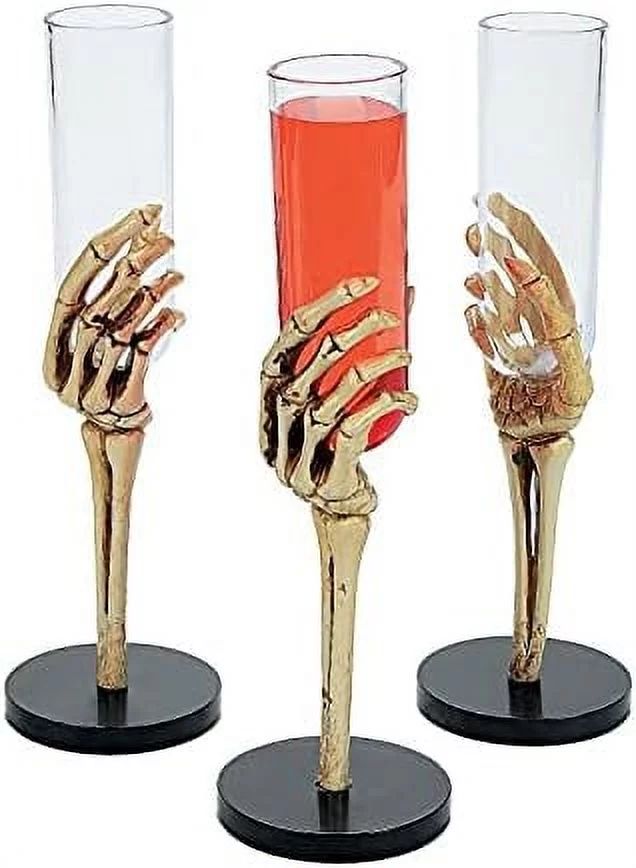Set Of 12 Pieces Skeleton Hand Flute Glasses, Holds 2 Oz, BPA Free Plastic, Party Decorations | Walmart (US)