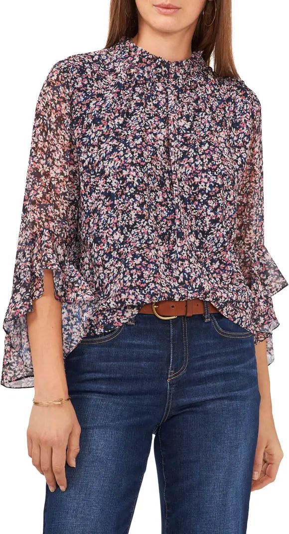 Floral Mock Neck Blouse | Nordstrom