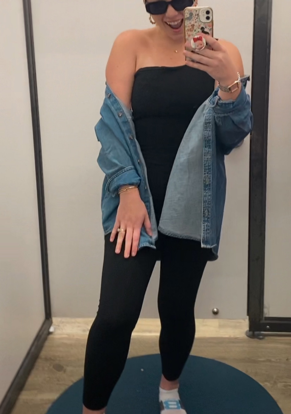 Jumpsuit and denim button down! 

#LTKfit #LTKFind