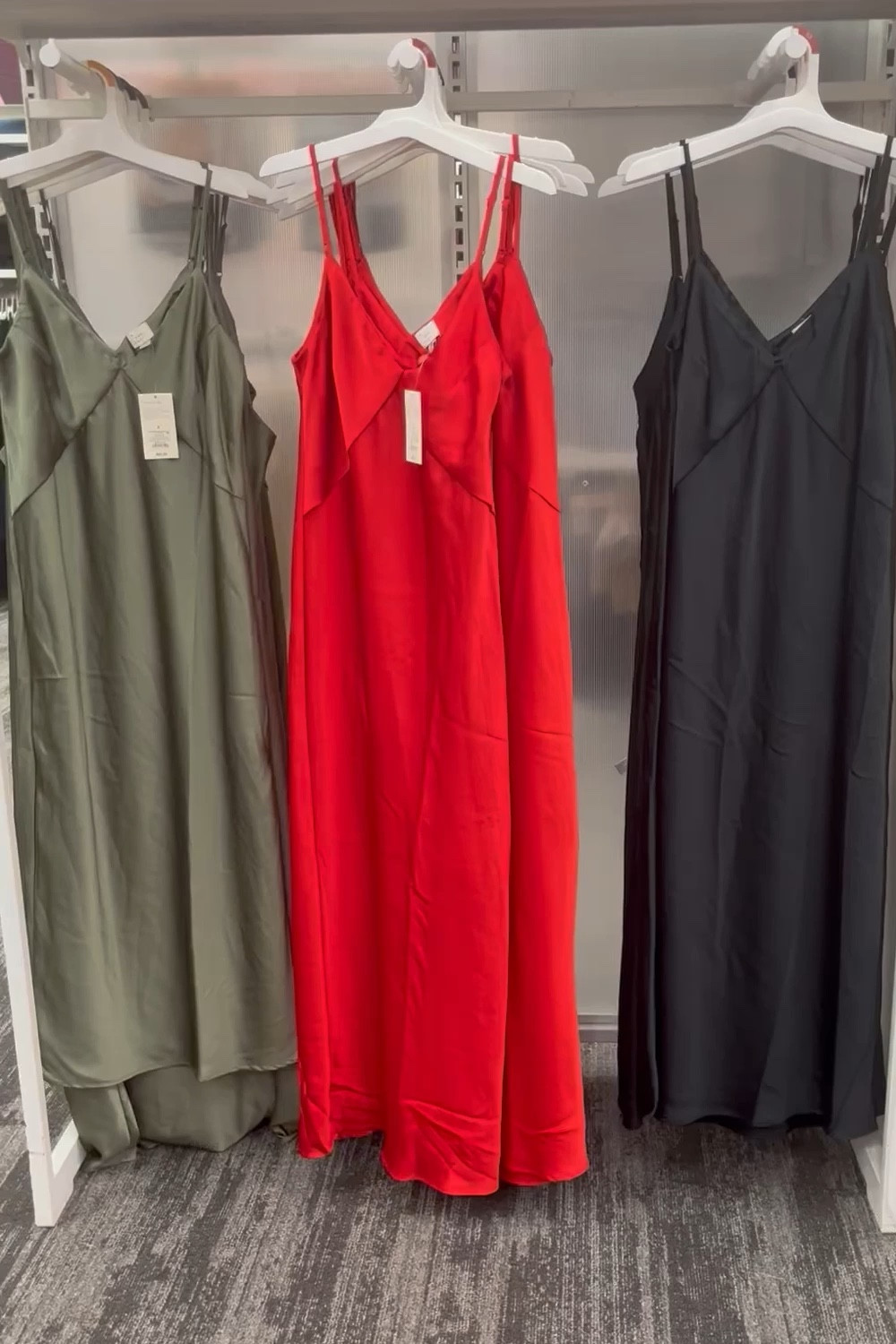 Wedding guest slip dresses for a fall wedding - at Target. This shade of red is striking and makes a statement for sure! Could even be used as bridesmaid dresses. 

#LTKStyleTip #LTKWedding #LTKSeasonal