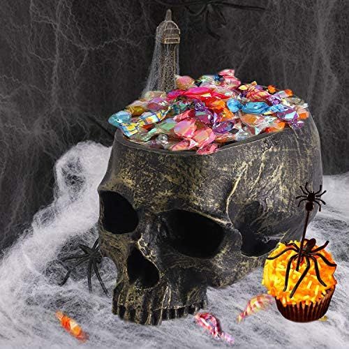 Halloween Skull Candy Dish- Deep Skull Head Halloween Candy Bowl Holder Artificial Resin Skulls D... | Amazon (US)