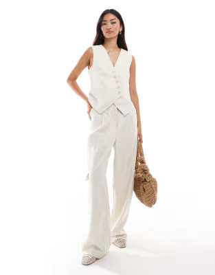 Vero Moda linen touch tailored cargo trouser co-ord in beige | ASOS (Global)