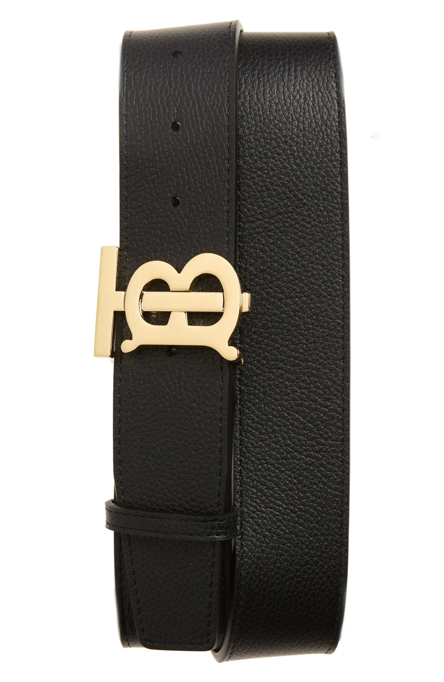 Monogram Buckle Leather Belt | Nordstrom