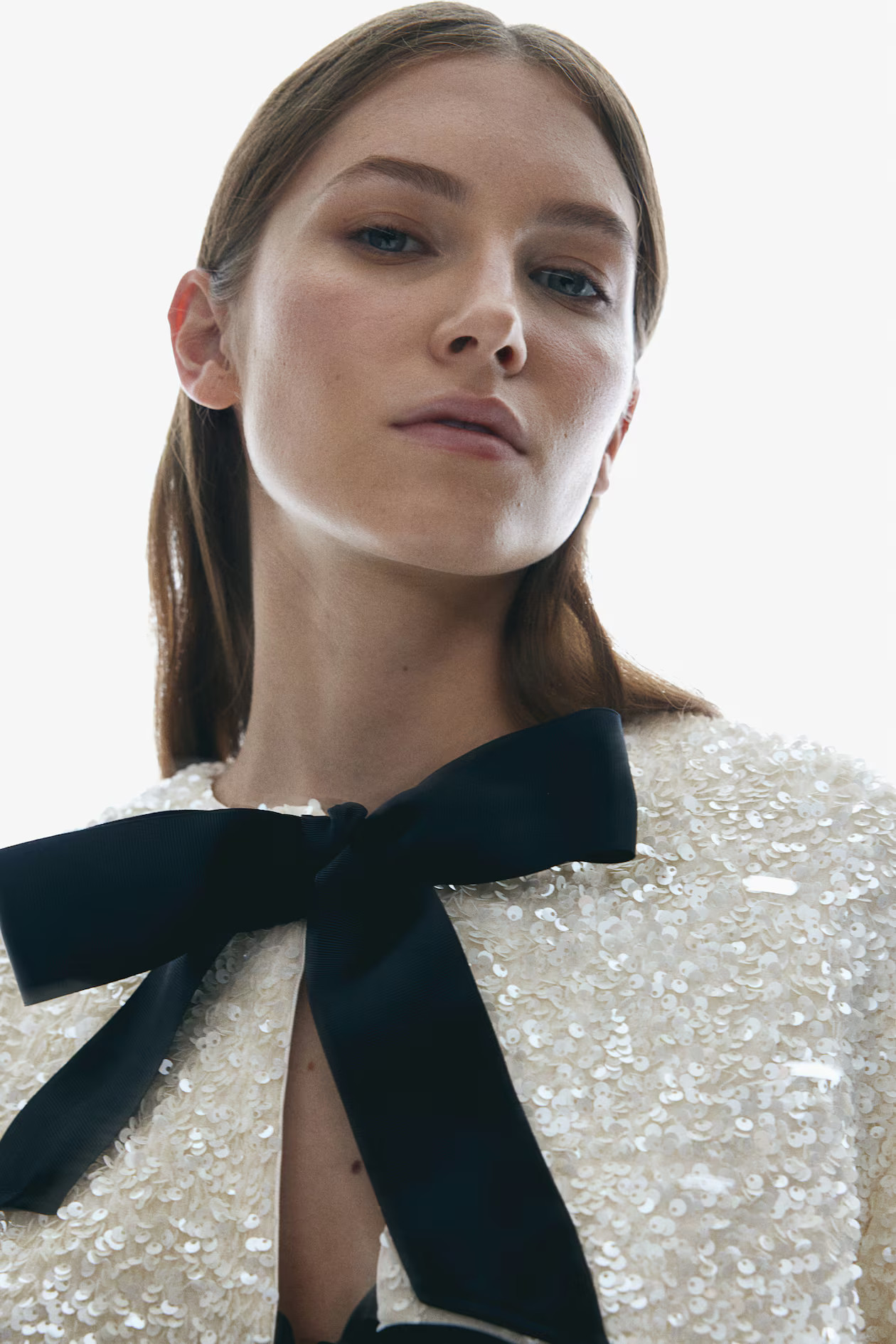 Sequined Bow-Front Jacket | H&M (US + CA)