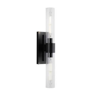 23 in. 2-Light Thickened Glass Wall Light, Black Wall Sconce for Bathroom, Mirror, Powder Room, Hallway, Kitchen (1PCS) | The Home Depot