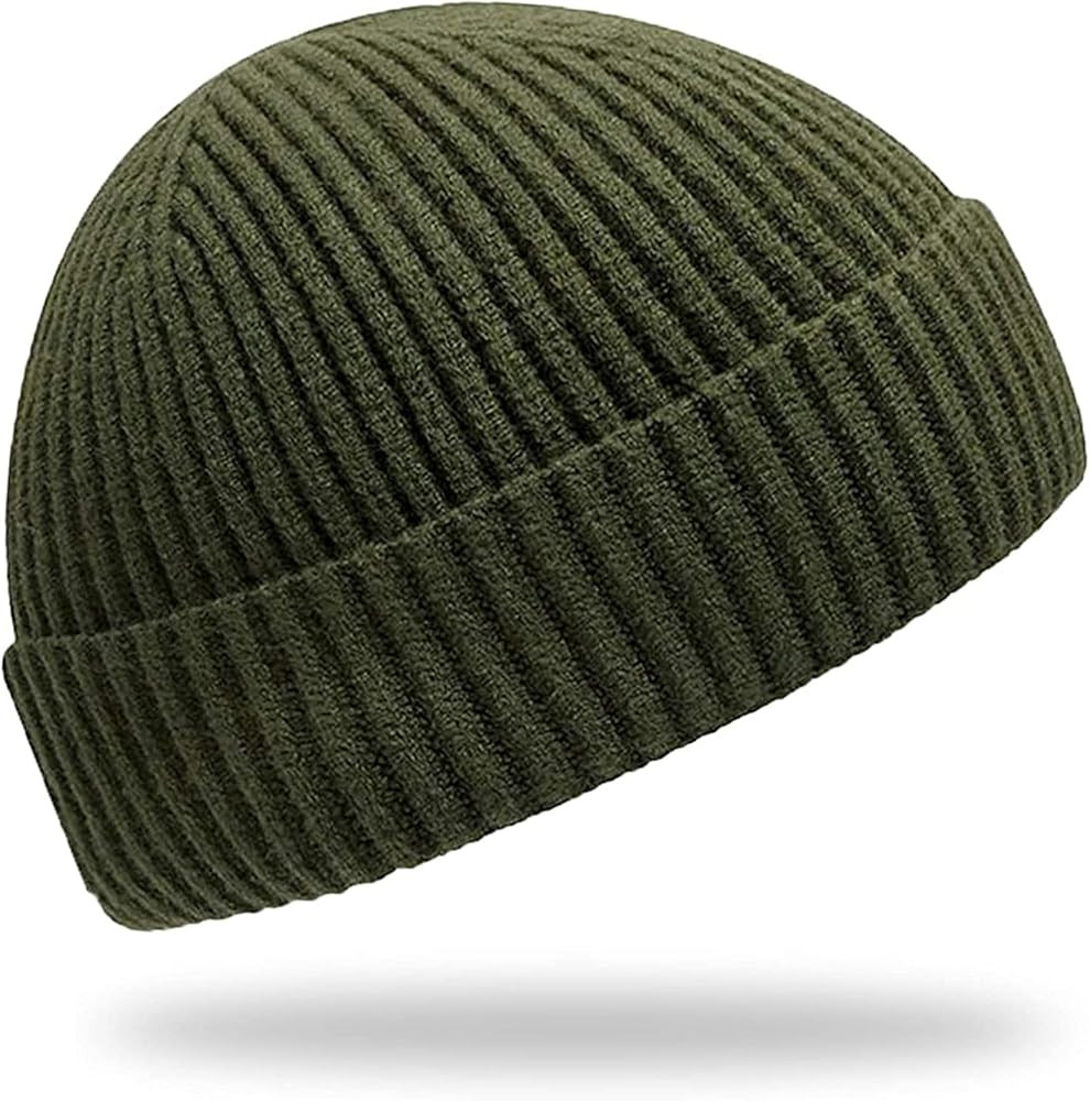 Furwabo Trawler Beanie Watch Hat Roll-up Edge,Fisherman Ski Winter Warm Knit Caps Unisex | Amazon (US)