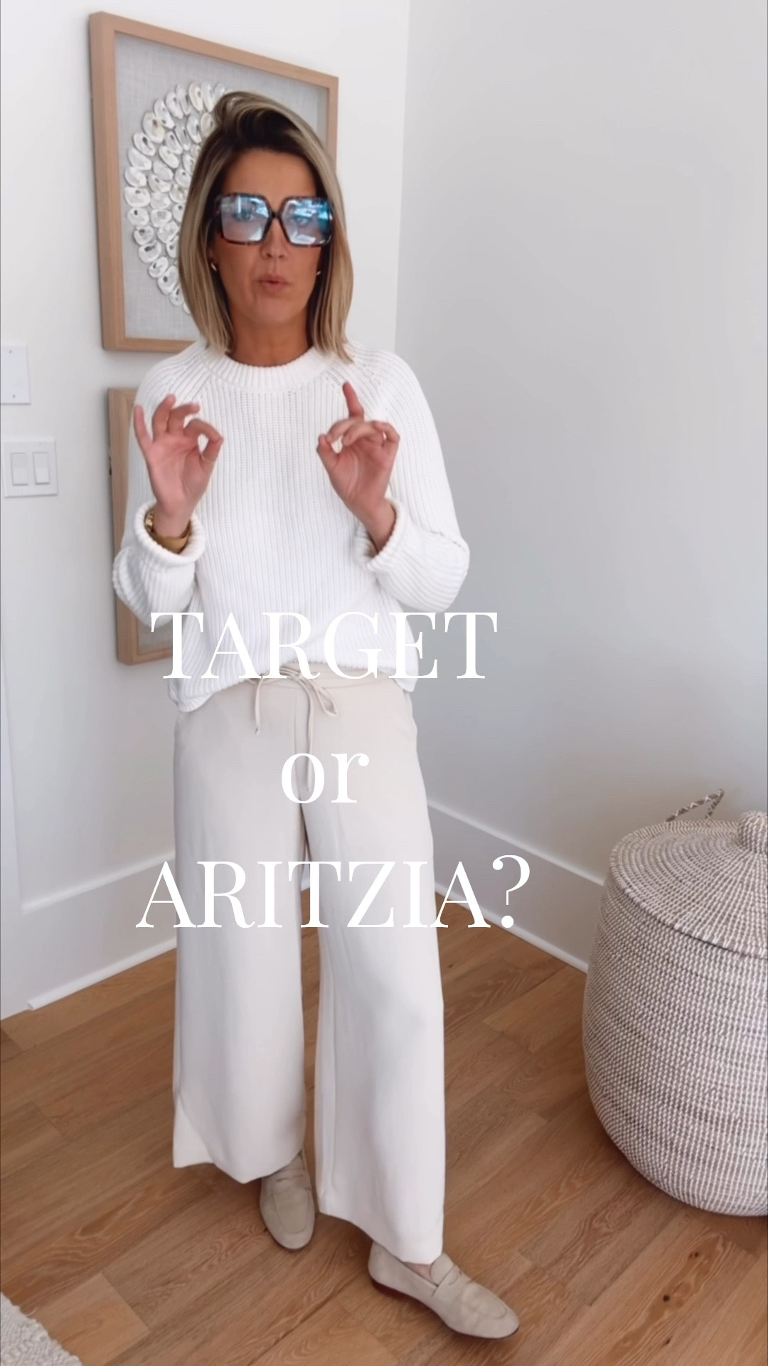 These wide leg target pants look like the aritzia pants at a fraction of the cost. I wish they had multiple inseams. I am 5’11” for reference.  Wearing size small in the sweater and pants.  

#LTKootd #LTKWorkwear #LTKOver40