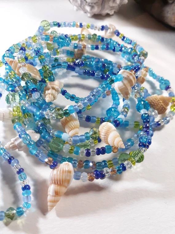 Seashell Crystal Bead Garland Beachy Home Decor Mermaid | Etsy | Etsy (US)
