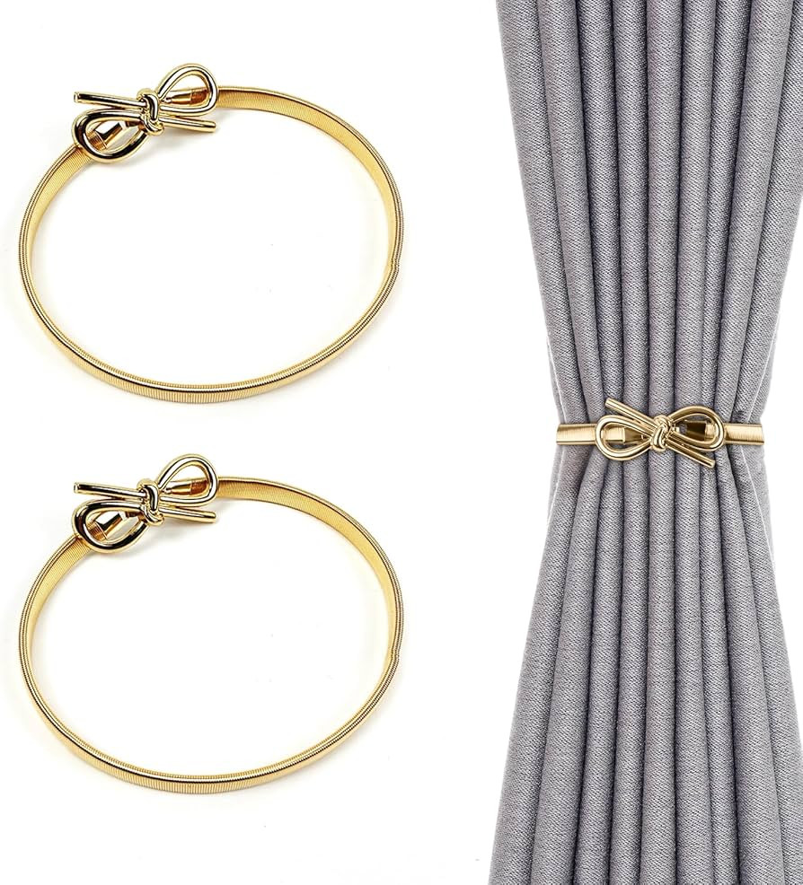 Curtain Hold Backs for Curtains Shiny Metal Curtain Tiebacks Engraving Design Curtain Buckle Set ... | Amazon (US)